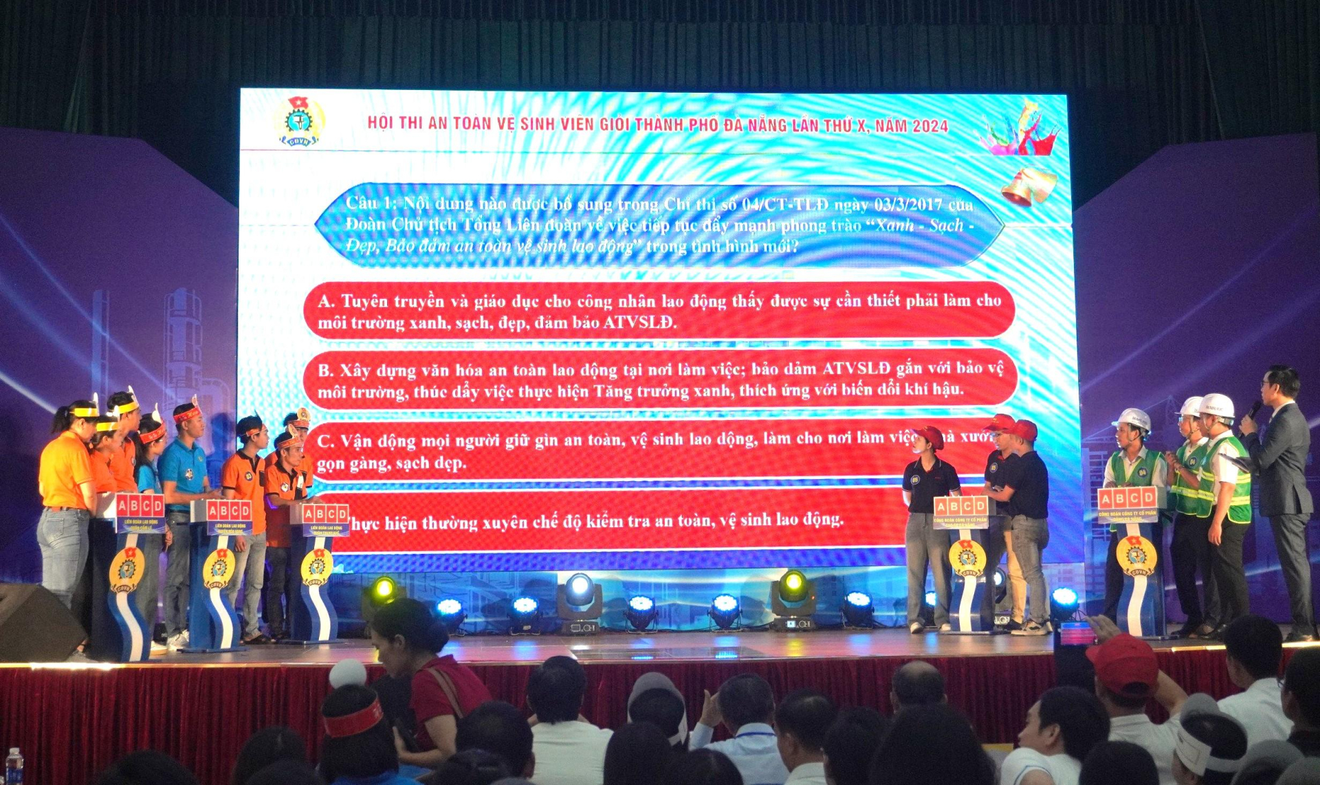 Sáng ngày 25/5, Liên đoàn Lao động thành phố tổ chức Hội thi An toàn, vệ sinh viên giỏi thành phố Đà Nẵng lần thứ X năm 2024.