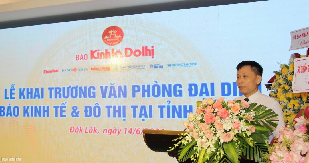 PGS.TS Nguyễn Thành Lợi - Tổng Biên tập Báo Kinh tế và Đô thị phát biểu tại buổi lễ.