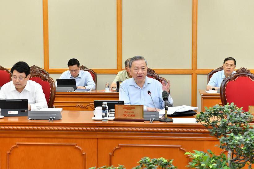 Tổng Bí thư Tô Lâm phát biểu chỉ đạo cuộc họp. (Ảnh ĐĂNG KHOA) Tổng Bí thư Tô Lâm phát biểu chỉ đạo cuộc họp. (Ảnh ĐĂNG KHOA)
