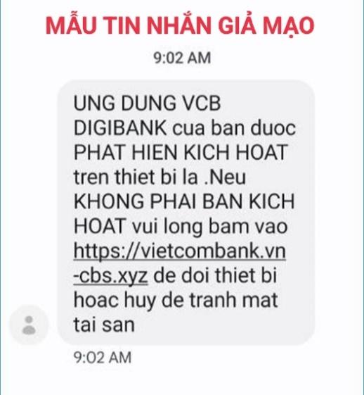 Cảnh báo và lưu ý của Vietcombank.