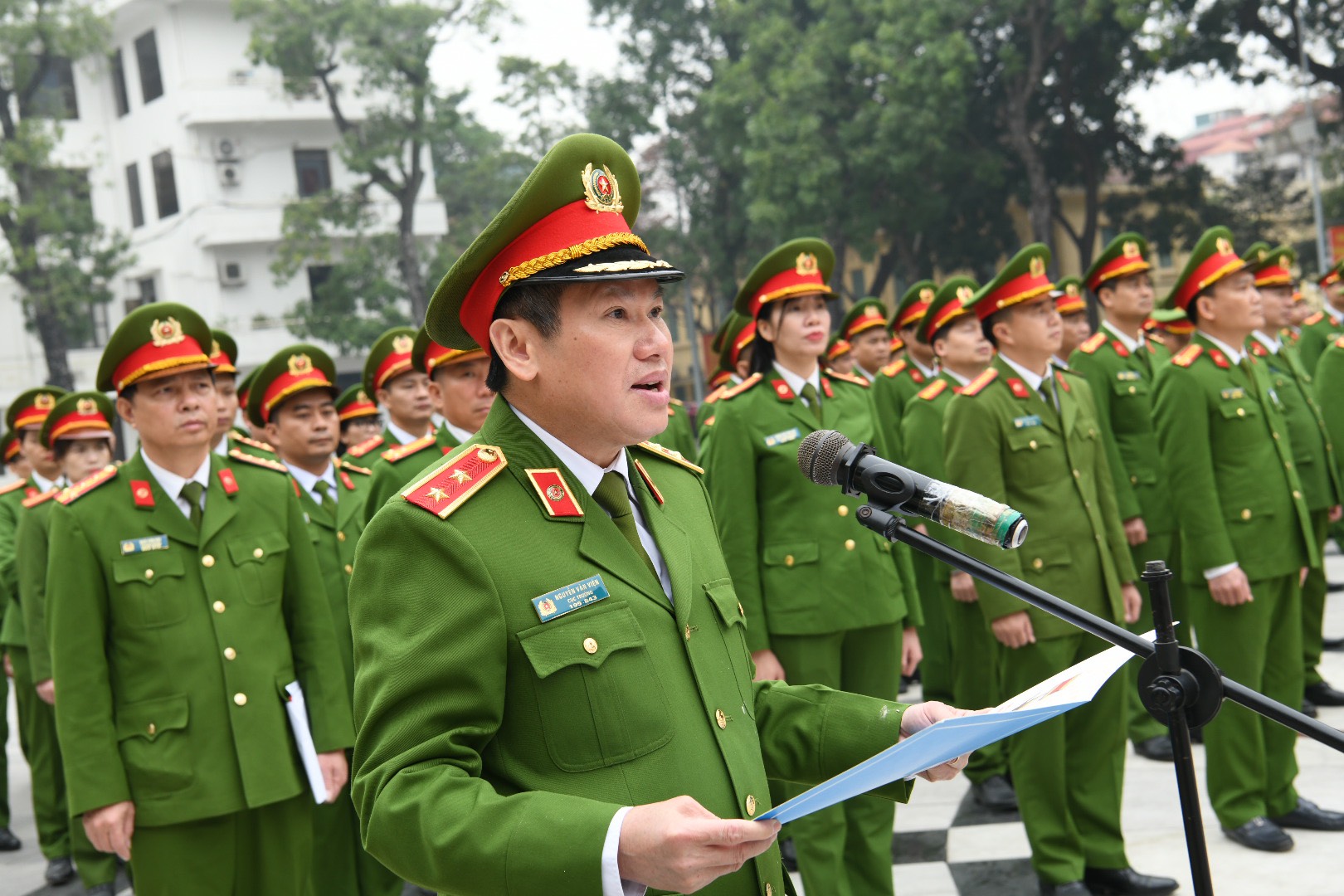 Trung tướng Nguyễn Văn Viện, Cục trưởng Cục Cảnh sát điều tra tội phạm về ma túy phát biểu tại Lễ báo công.