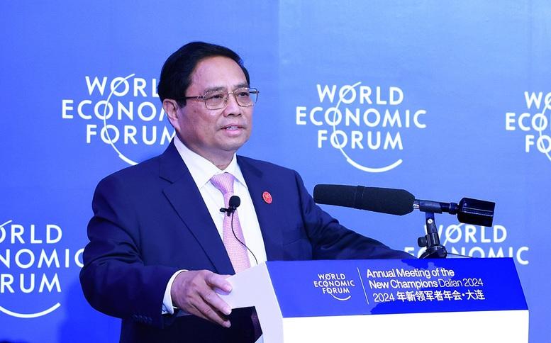 Thủ tướng cho biết, Việt Nam đang lựa chọn ưu tiên cho tăng trưởng, đồng thời có biện pháp kiểm soát lạm phát, ổn định kinh tế vĩ mô, bao đảm các cân đối lớn của nền kinh tế - Ảnh: Dương Giang/TTXVN