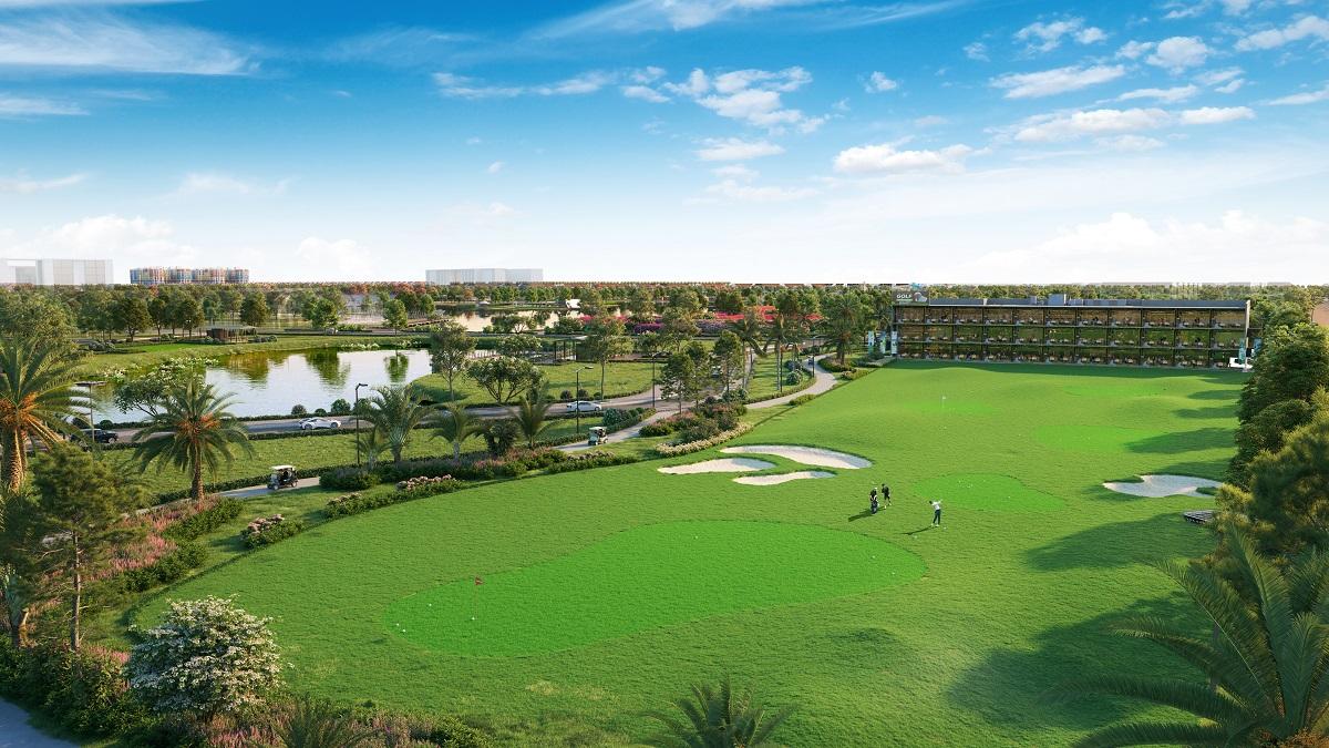 Sân golf hướng hồ với tầm nhìn đã mắt. Ảnh phối cảnh minh họa Sun Property