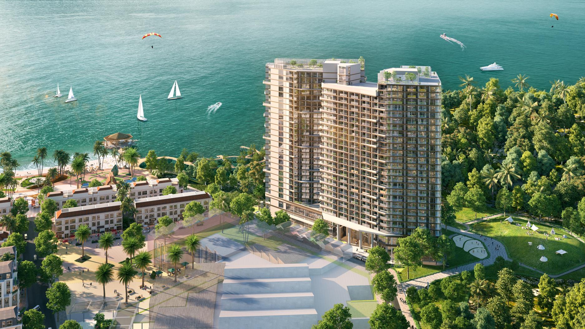 Dấu ấn phong thủy hội tụ trong vị trí và kiến trúc của tòa The Xanh 1. (Ảnh: Sun Property) Dấu ấn phong thủy hội tụ trong vị trí và kiến trúc của tòa The Xanh 1. (Ảnh: Sun Property)