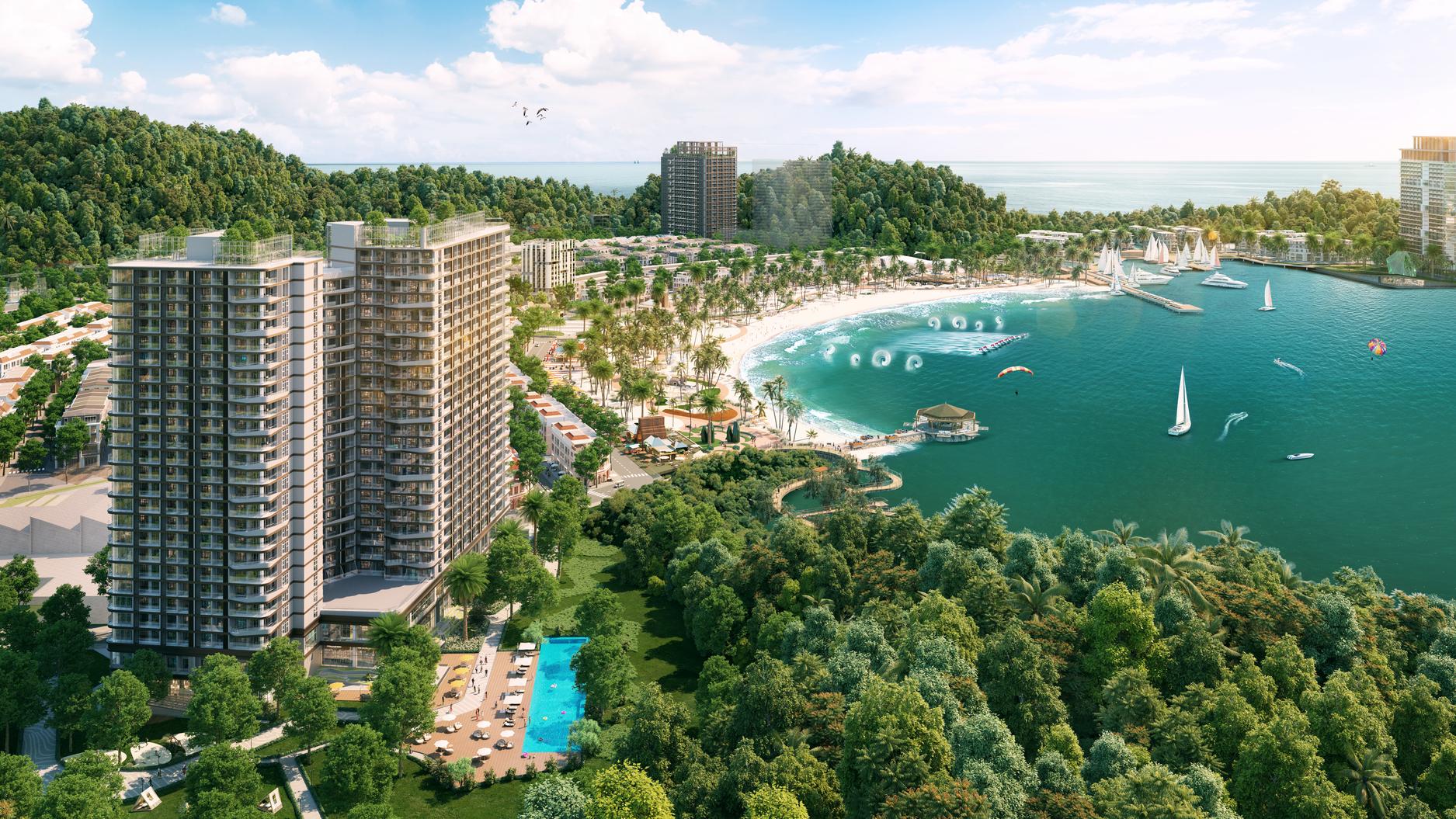 The Xanh 1 sẽ là “cửa ngõ” đón đầu dòng khách về Cát Bà. (Ảnh: Sun Property) The Xanh 1 sẽ là “cửa ngõ” đón đầu dòng khách về Cát Bà. (Ảnh: Sun Property)