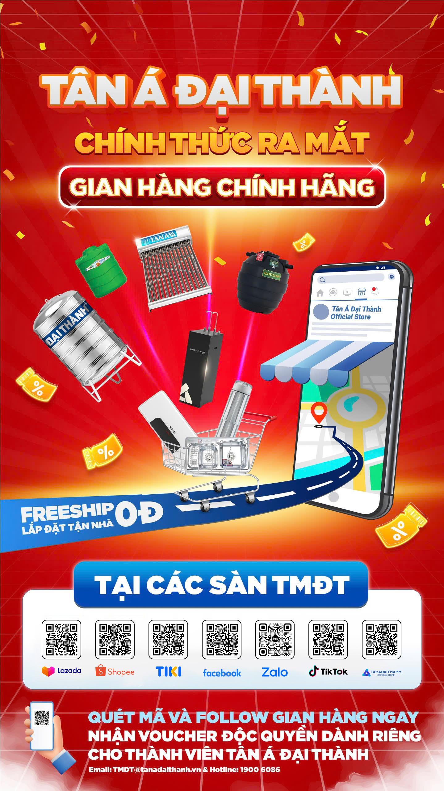 Tân Á Đại Thành ra mắt gian hàng chính hãng tại các sàn TMĐT. Tân Á Đại Thành ra mắt gian hàng chính hãng tại các sàn TMĐT.