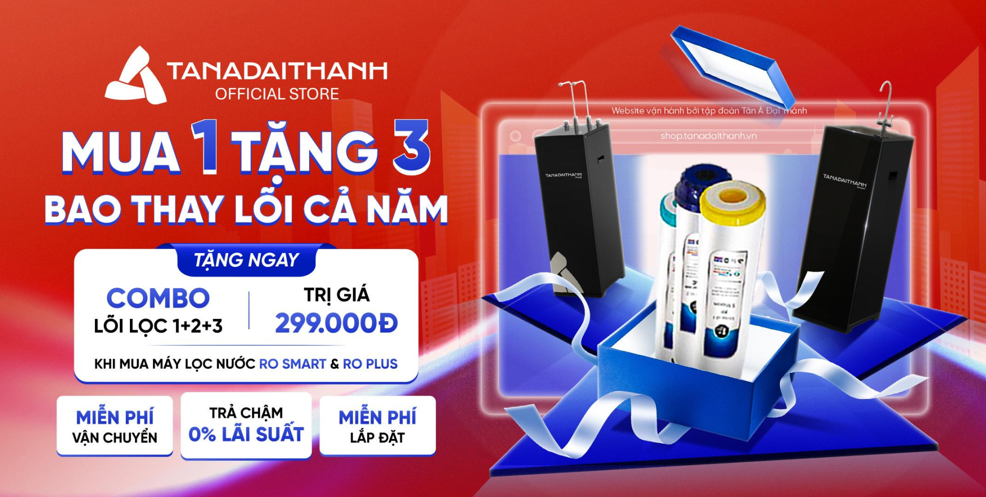 Mua 1 tặng 3 bao thay lõi cả năm. Mua 1 tặng 3 bao thay lõi cả năm.