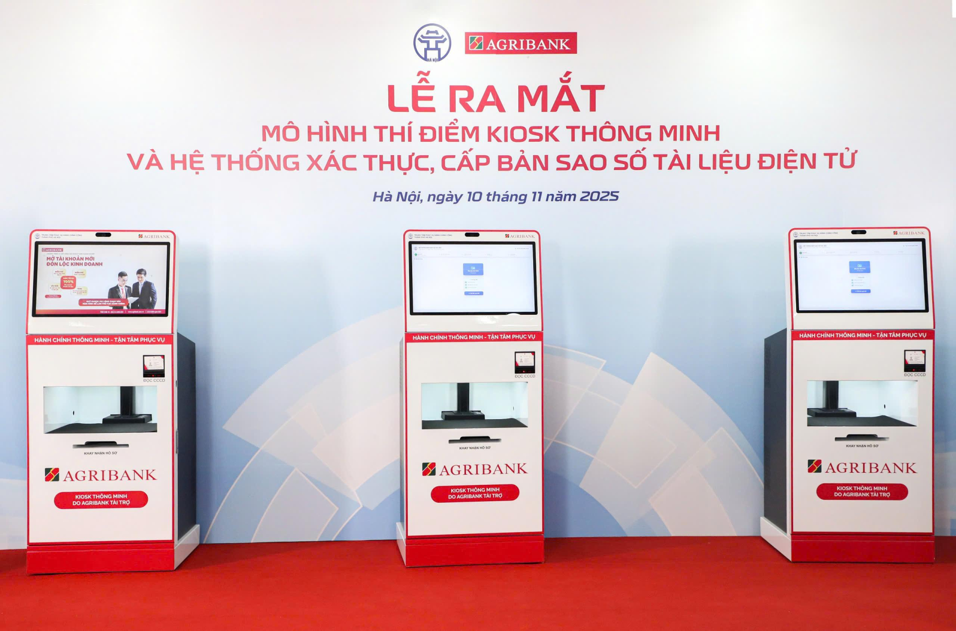 Kiosk thông minh và Hệ thống xác thực, cấp bản sao số tài liệu điện tử do Agribank tài trợ sẽ góp phần hỗ trợ Trung tâm Phục vụ Hành chính công thành phố Hà Nội nâng cao chất lượng phục vụ người dân, doanh nghiệp, góp phần thực hiện chiến lược chuyển đổi số và cải cách hành chính.