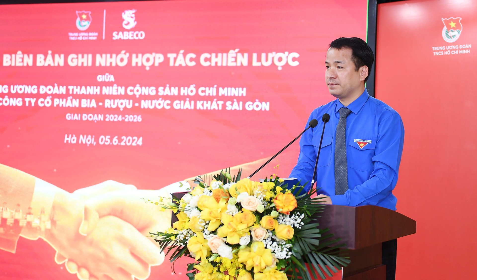 Anh Ngô Văn Cương phát biểu tại chương trình.
