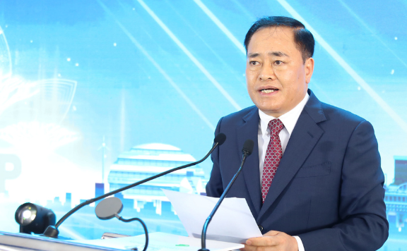 Chủ tịch UBND tỉnh Lạng Sơn Hồ Tiến Thiệu phát biểu tại lễ Khởi công.