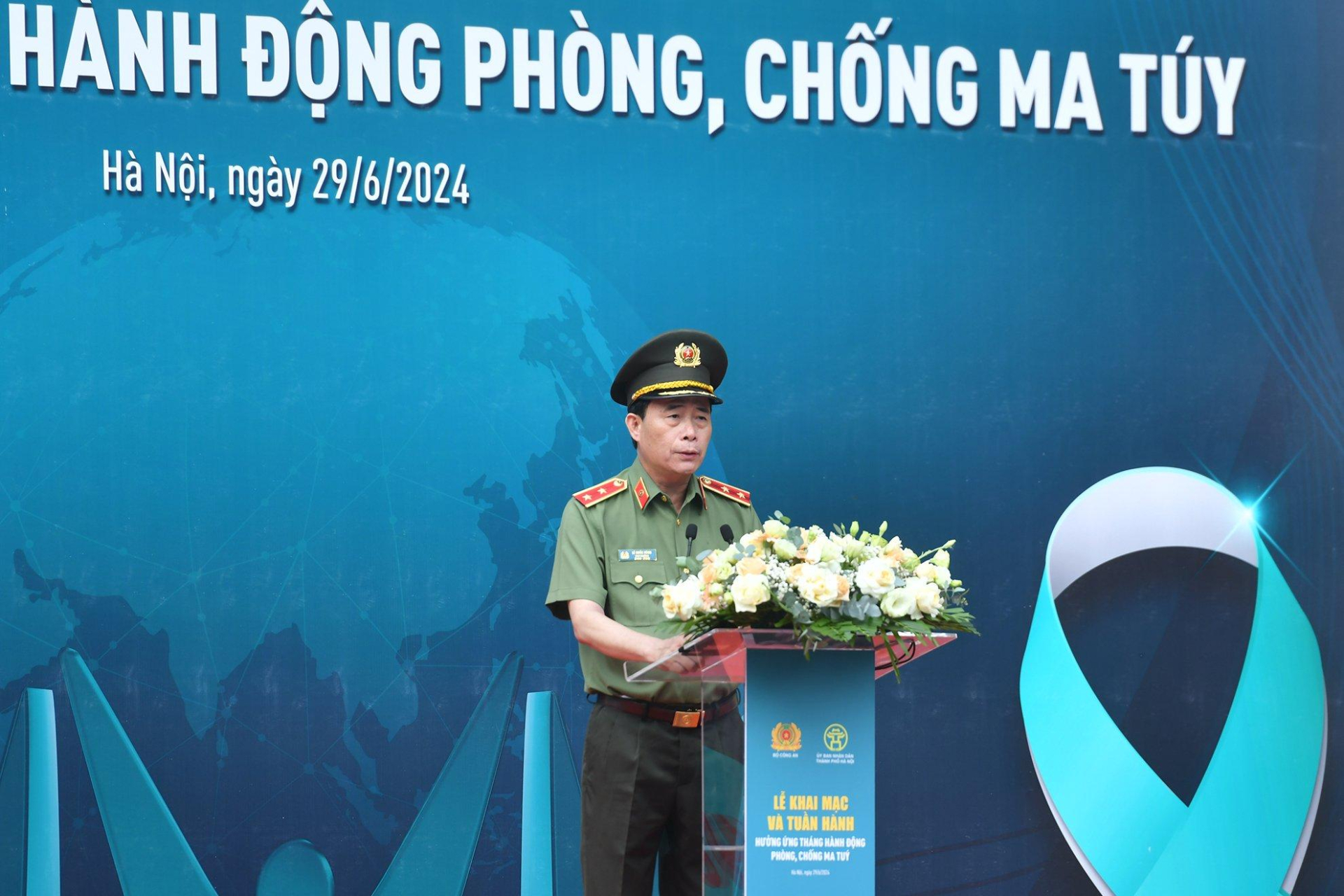 Trung tướng Lê Quốc Hùng, Thứ trưởng Bộ Công an phát biểu tại buổi lễ.