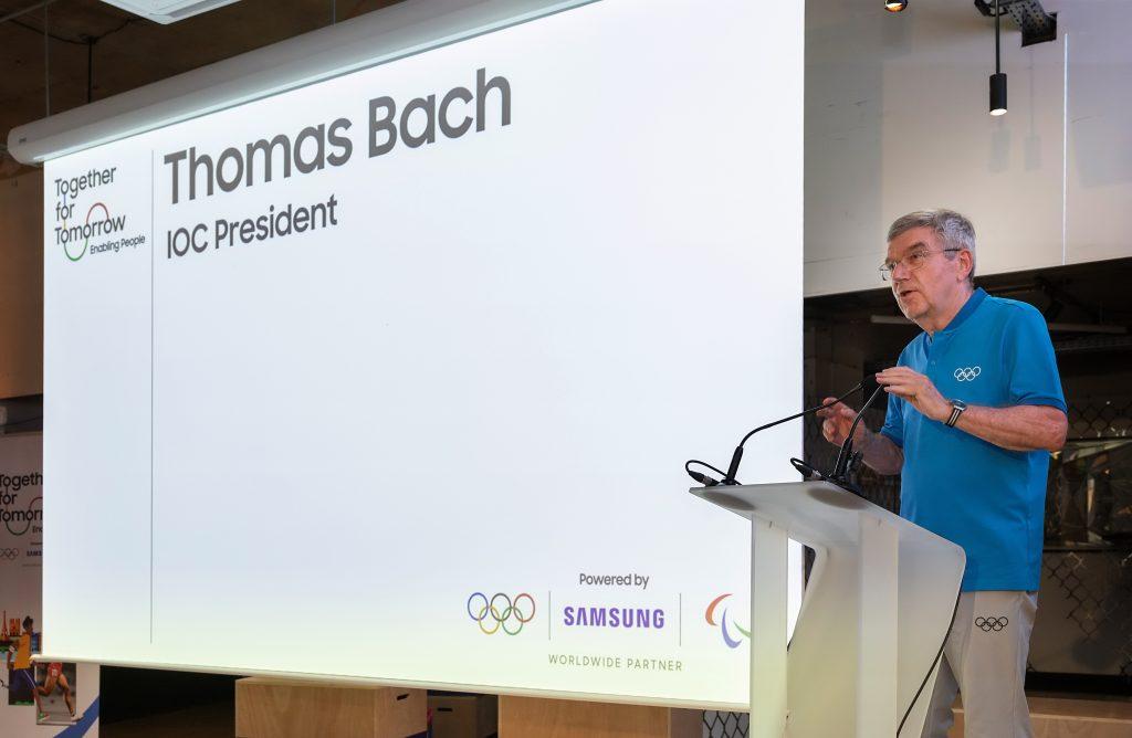 Ông Thomas Bach - Chủ tịch Ủy ban Olympic Quốc tế (IOC) phát biểu tại sự kiện.