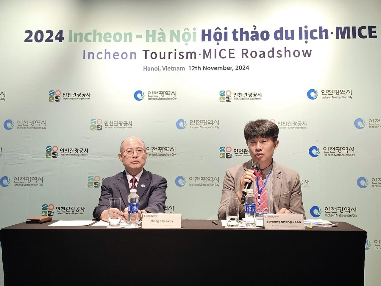 Họp báo về Hội thảo Du lịch MICE Incheon-Hà Nội 2024.