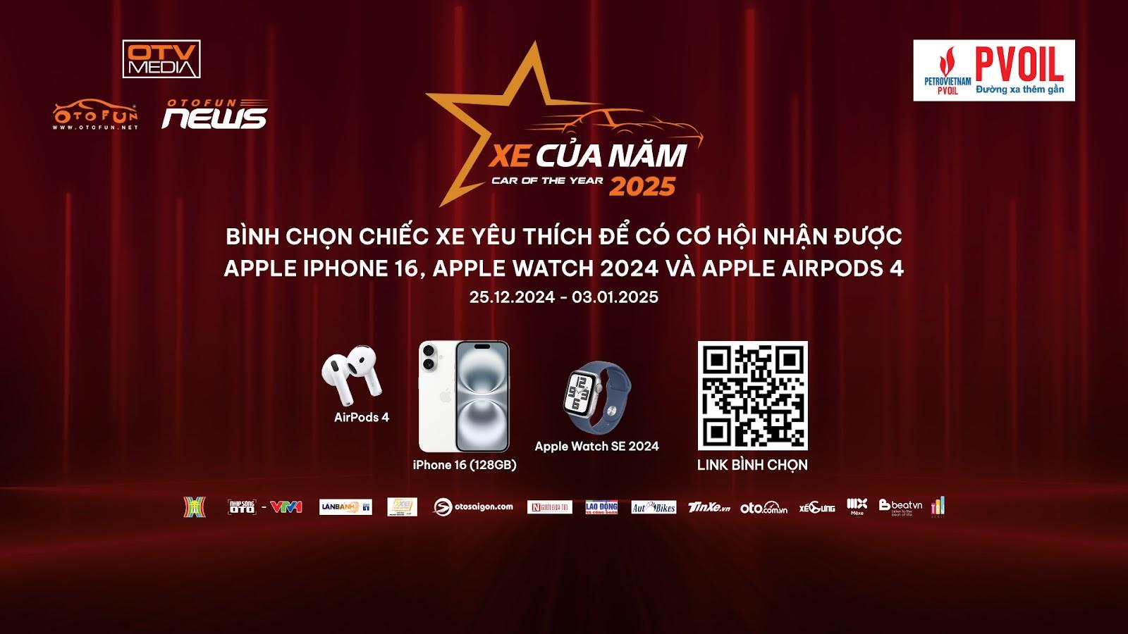 Các bạn cũng cần lưu ý chỉ còn khoảng 36h nữa cổng bình chọn Xe của năm 2025 sẽ đóng lại, nên cần nhanh tay bình chọn để nhận được mã dự thưởng hợp lệ.