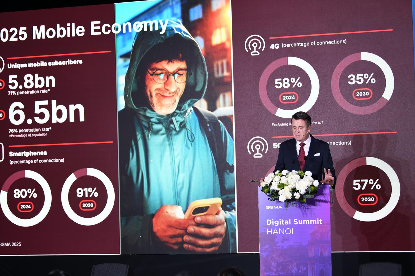 Ông Julian Gorman - Giám đốc khu vực Châu Á - Thái Bình Dương của GSMA phát biểu tại hội thảo. Ông Julian Gorman - Giám đốc khu vực Châu Á - Thái Bình Dương của GSMA phát biểu tại hội thảo.