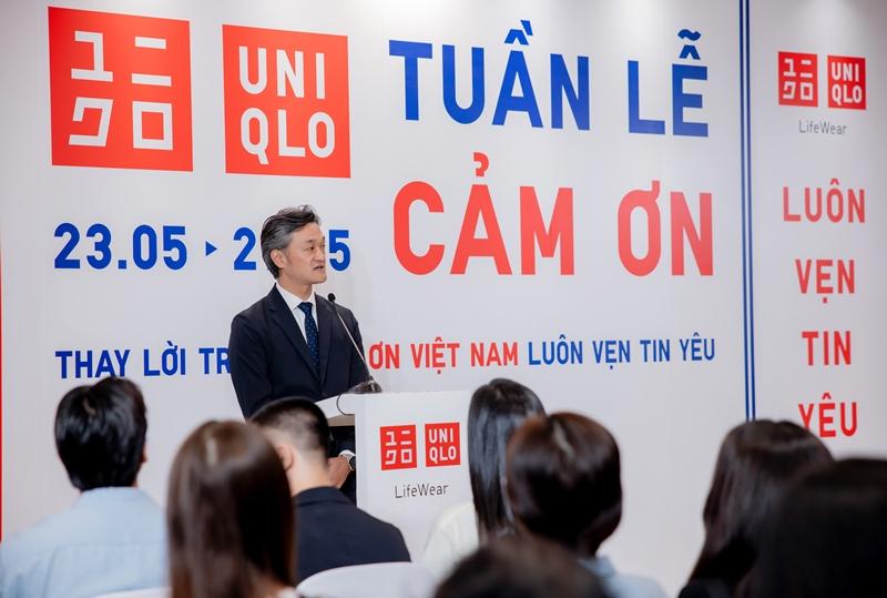 Ông Akiyama Naoki, Tổng Giám đốc UNIQLO Việt Nam phát biểu tại sự kiện. Ông Akiyama Naoki, Tổng Giám đốc UNIQLO Việt Nam phát biểu tại sự kiện.