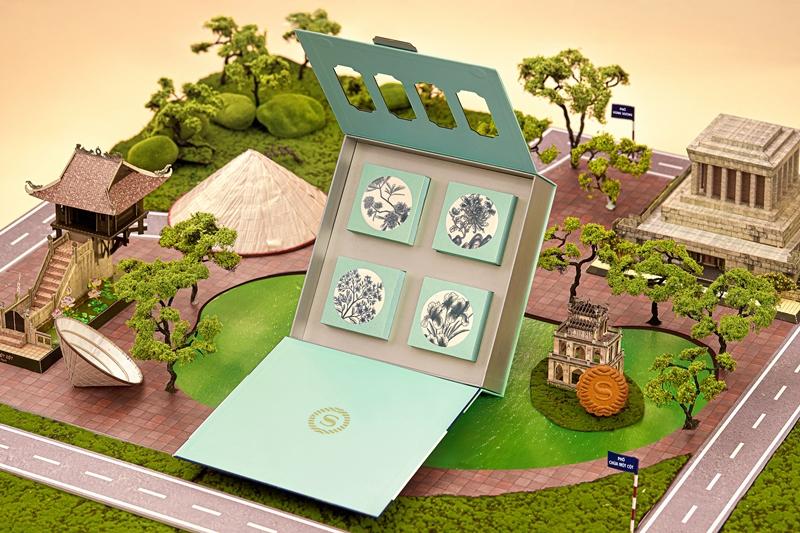 Hộp Lam Kinh, bao gồm 4 bánh lớn 150gr.