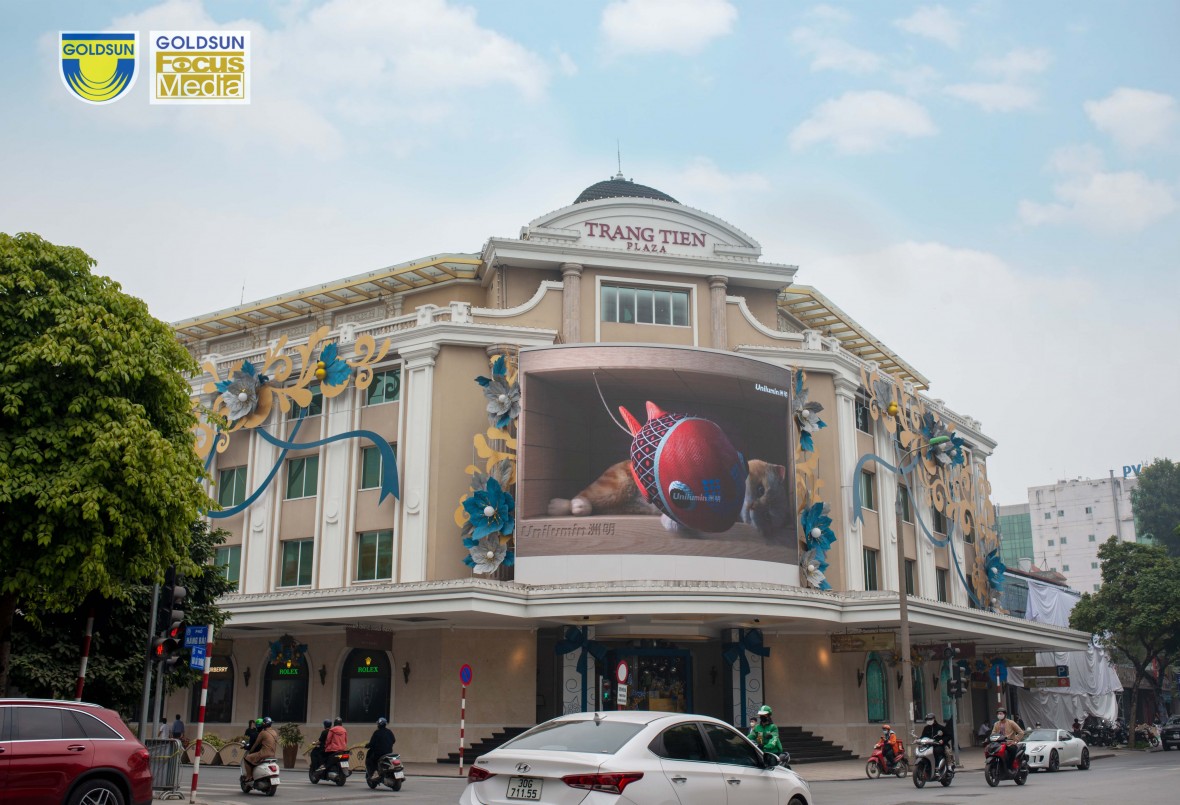 Màn LED 3D của Goldsun Media tại Tràng Tiền Plaza - trung tâm thành phố.