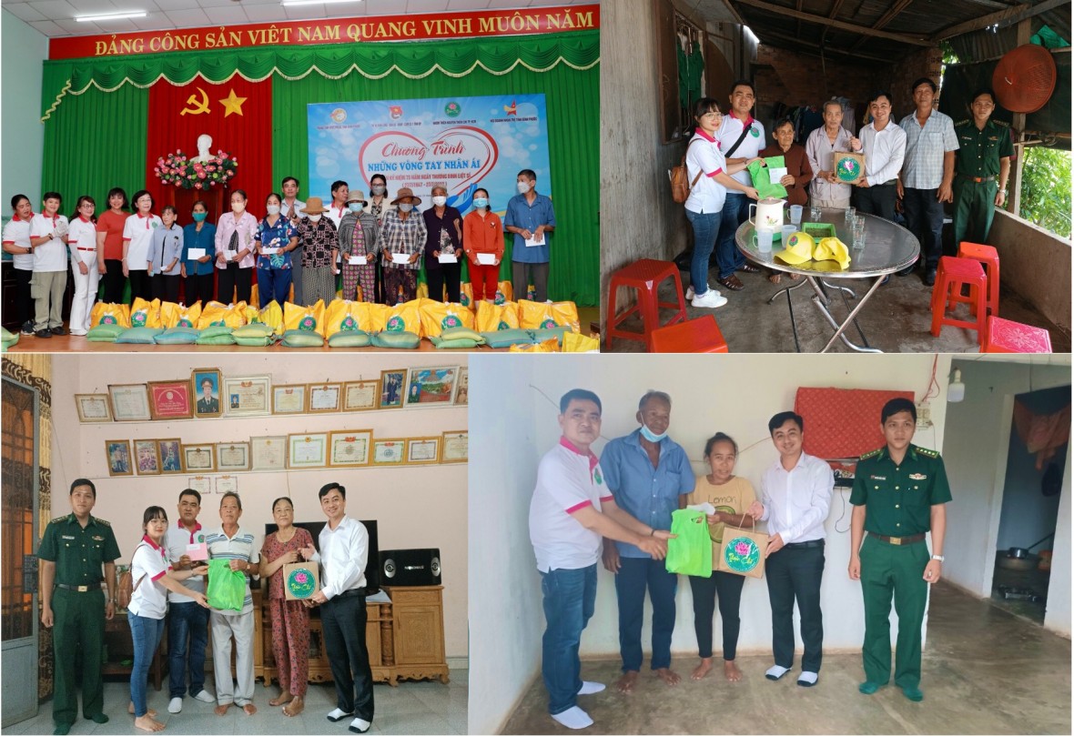 hoạt động trao quà cho các hộ chính sách, có hoàn cảnh khó khăn tại TX. Bình Long và thăm hỏi, động viên các gia đình bệnh binh tại huyện Lộc Ninh.