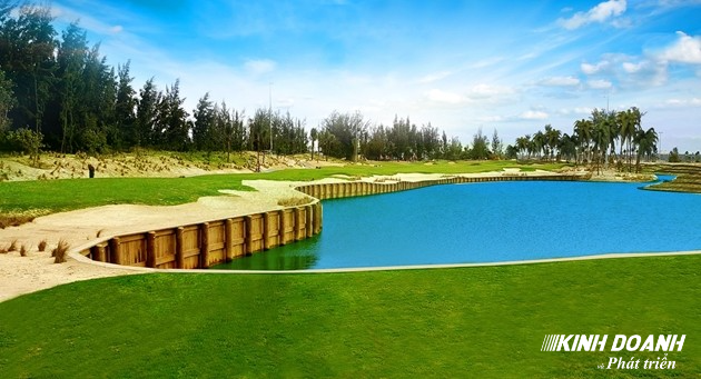 Hố gôn số 1, Par 4, sân Nicklaus, BRG Đà Nẵng Golf Resort.