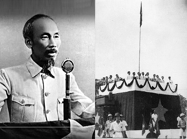 Chủ tịch Hồ Chí Minh đọc bản Tuyên ngôn Độc lập khai sinh nước Việt Nam Dân chủ Cộng hòa, ngày 2/9/1945. Ảnh tư liệu.