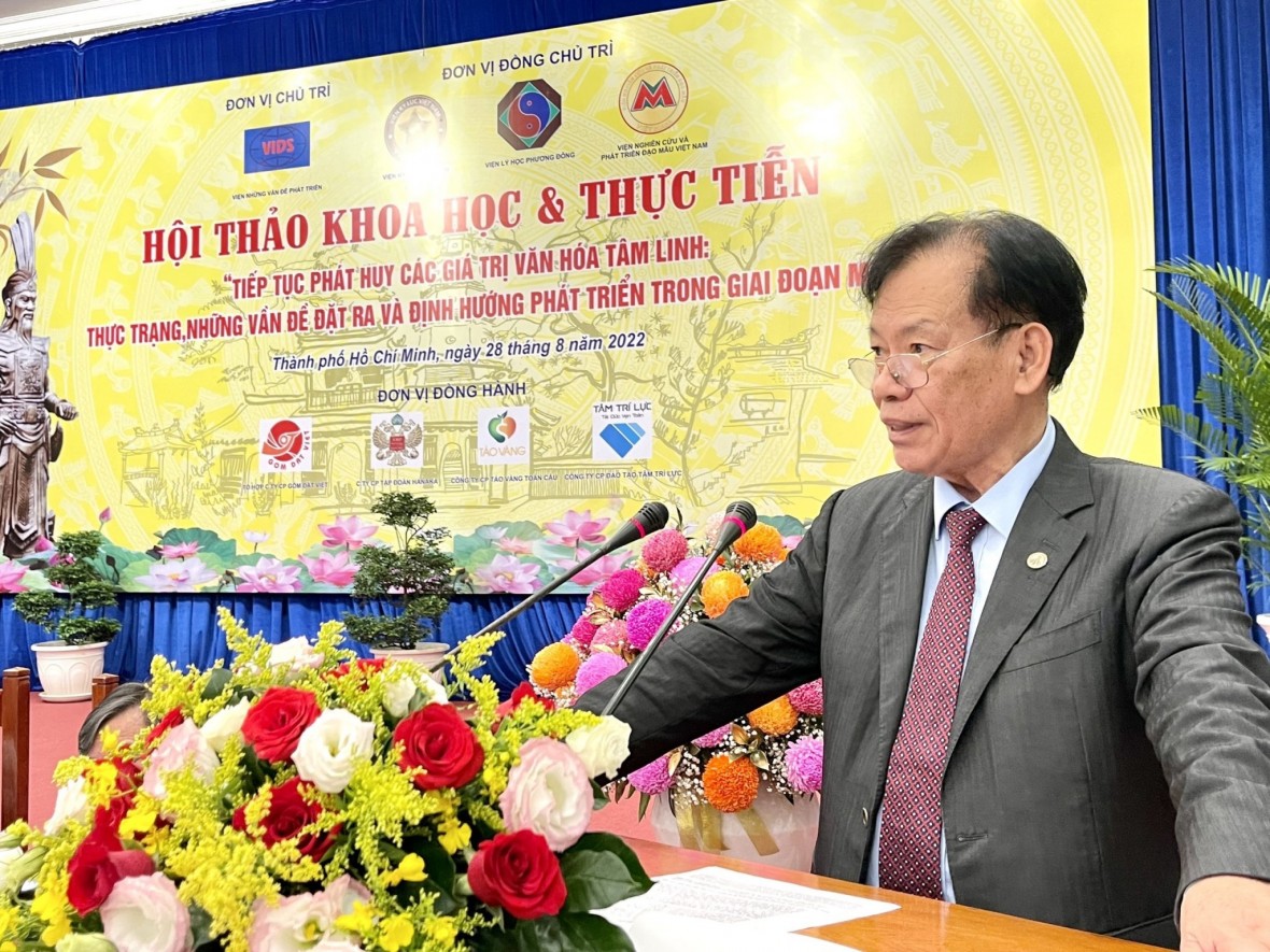TS.Thang Văn Phúc, nguyên Thứ trưởng Bộ Nội vụ, Chủ tịch Viện VIDS phát biểu khai mạc Hội thảo.