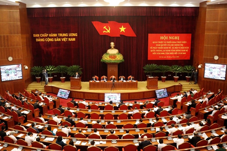 Hình ảnh Hội nghị tại điểm cầu chính Trụ sở Trung ương Đảng.  
