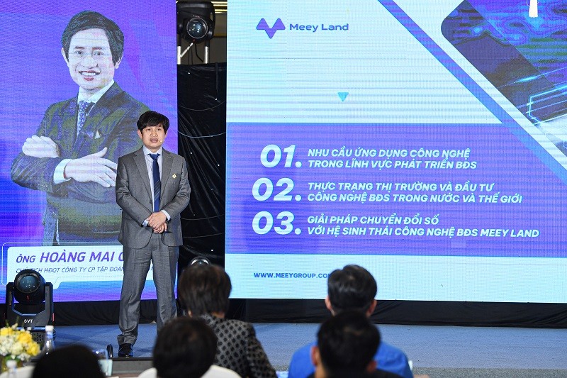 Ông Hoàng Mai Chung – Chủ tịch Hội đồng Quản trị Công ty Cổ phần Tập đoàn Meey Land phát biểu tại sự kiện
