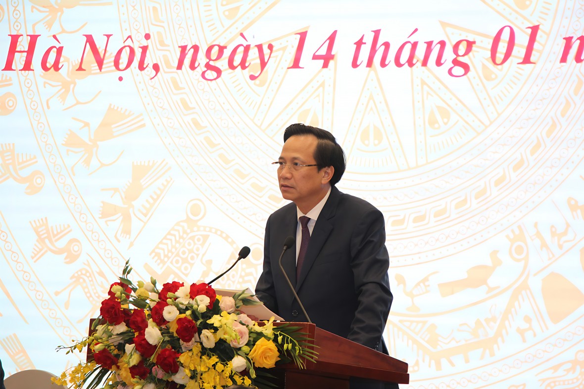 Bộ trưởng Đào Ngọc Dung phát biểu tại Hội nghị.