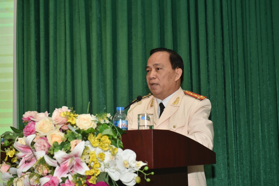 Đại tá Huỳnh Thới An phát biểu nhận nhiệm vụ.