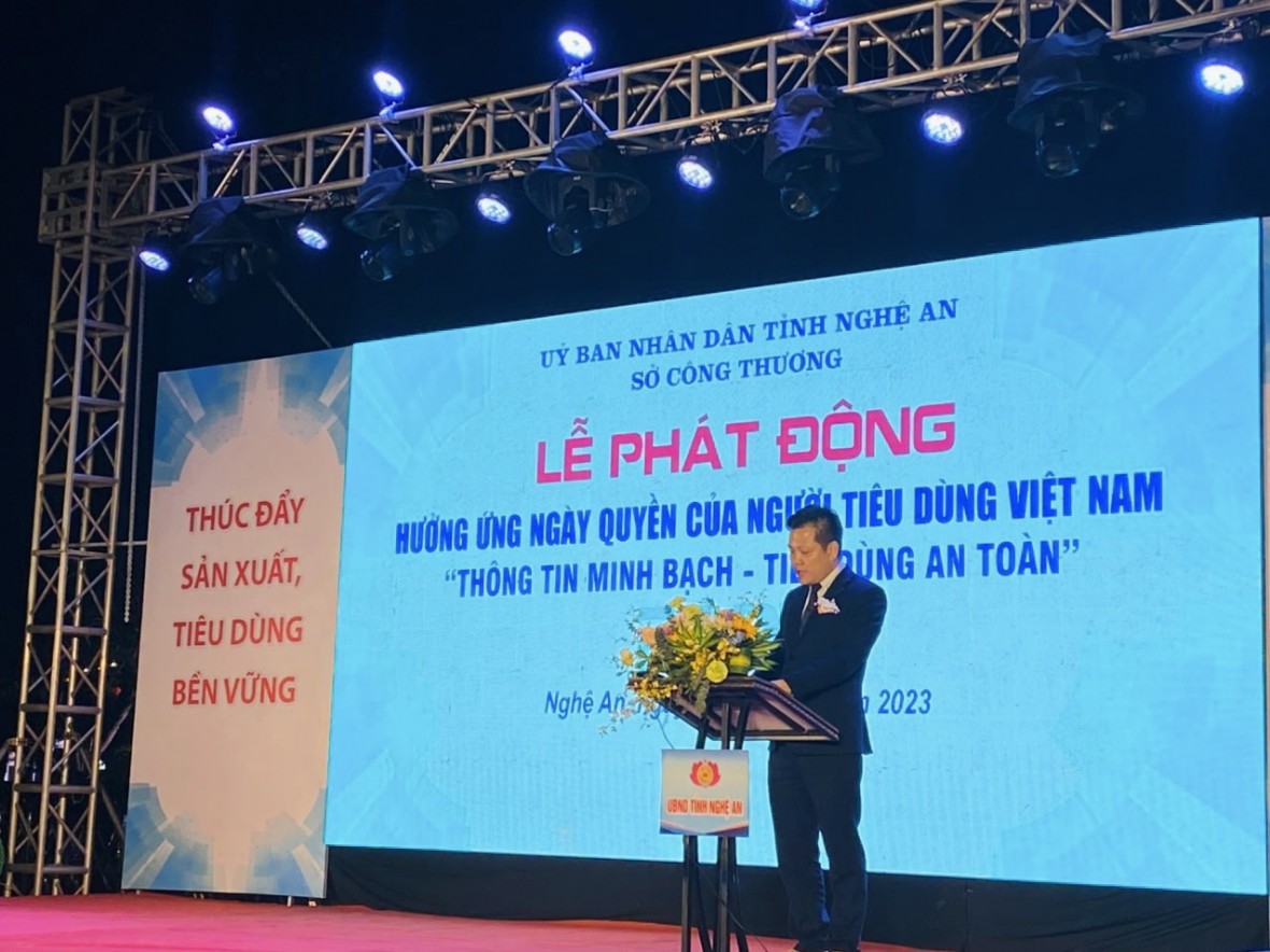 Ông Nguyễn Trọng Tuấn, Giám đốc vận hành hệ thống siêu thị WinMart phát biểu tại buổi lễ