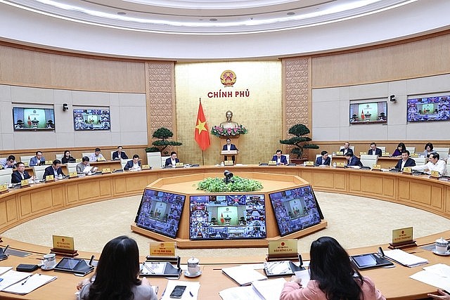 Thủ tướng Phạm Minh Chính chủ trì Hội nghị trực tuyến Chính phủ với địa phương và Phiên họp Chính phủ thường kỳ tháng 3 năm 2023 - Ảnh: VGP/Nhật Bắc