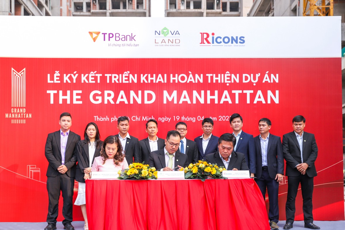 Novaland – TPBank – Ricons đã ký kết hợp tác triển khai xây dựng hoàn thiện dự án The Grand Manhattan.