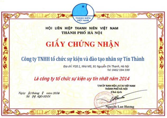 Công ty TNHH Tổ chức sự kiện và Đào tạo nhân sự Tín Thành: Thương hiệu uy tín 15 năm