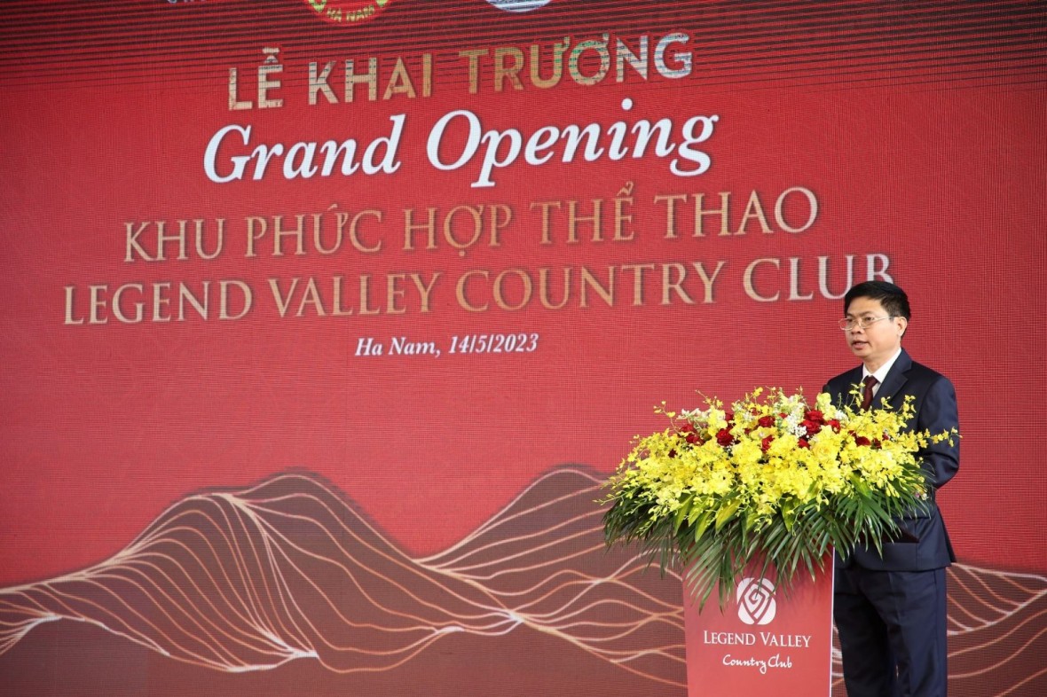 Ông Trương Quốc Huy, Phó bí thư Tỉnh ủy, Chủ tịch Ủy ban nhân dân tỉnh Hà Nam phát biểu tại sự kiện