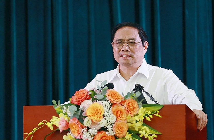 Thủ tướng Phạm Minh Chính phát biểu tại buổi làm việc. Ảnh: Phạm Đông