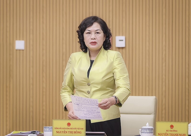 Thống đốc NHNN Nguyễn Thị Hồng phát biểu hội nghị tại điểm cầu Trụ sở Chính phủ