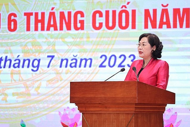 Thống đốc Ngân hàng Nhà nước Nguyễn Thị Hồng phát biểu -