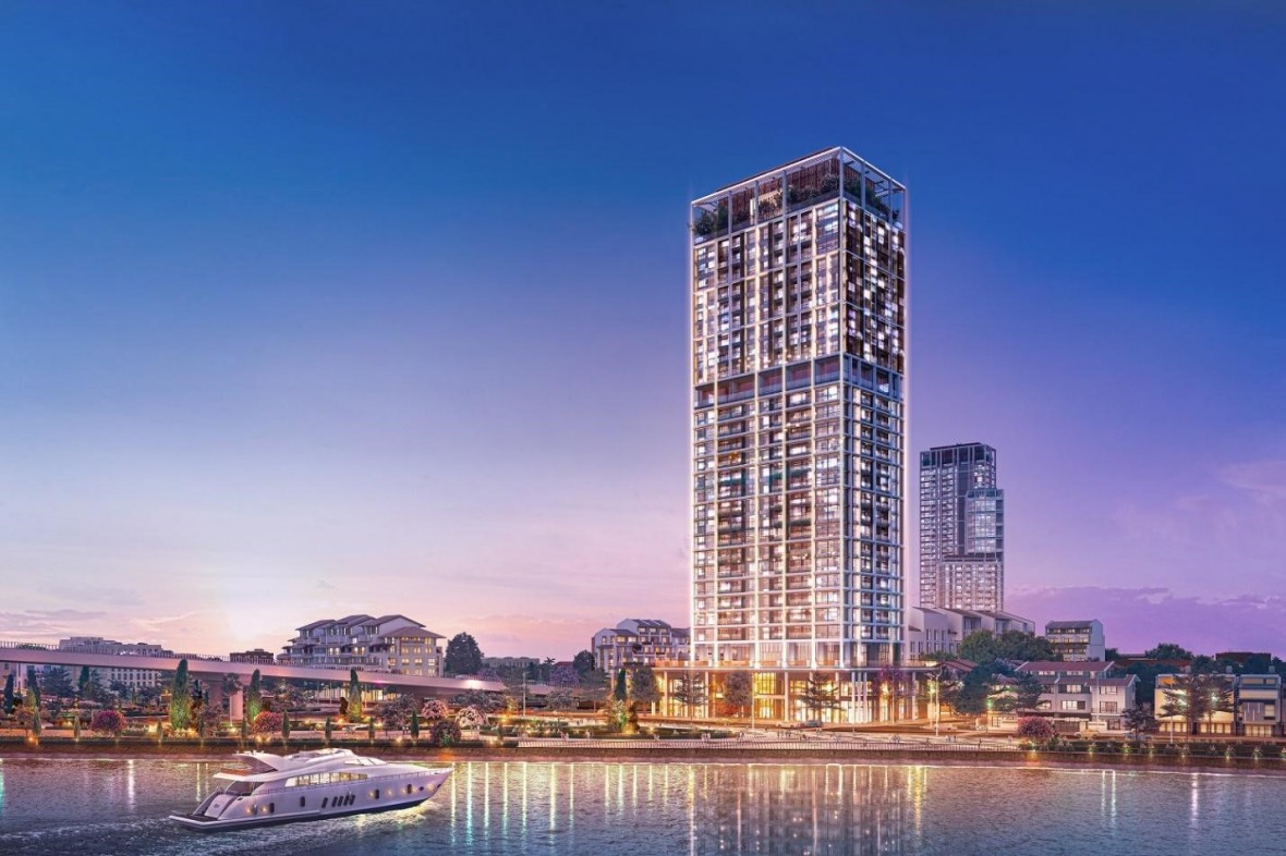 Tòa tháp Panoma 2 có vị trí đắc địa ven sông Hàn. Ảnh phối cảnh minh họa