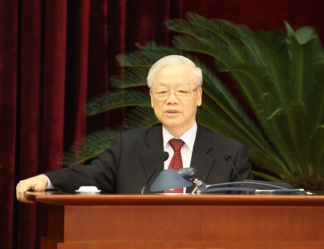 Tổng Bí thư Nguyễn Phú Trọng phát biểu bế mạc Hội nghị. Ảnh: Trí Dũng –TTXVN