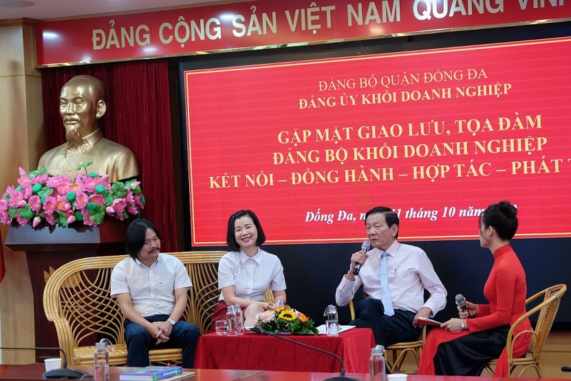 Đảng ủy Khối Doanh nghiệp quận Đống Đa (TP. Hà Nội) tổ chức gặp mặt, giao lưu, toạ đàm nhân Ngày Doanh nhân Việt Nam 13/10.  Ảnh: Đức Tùng.