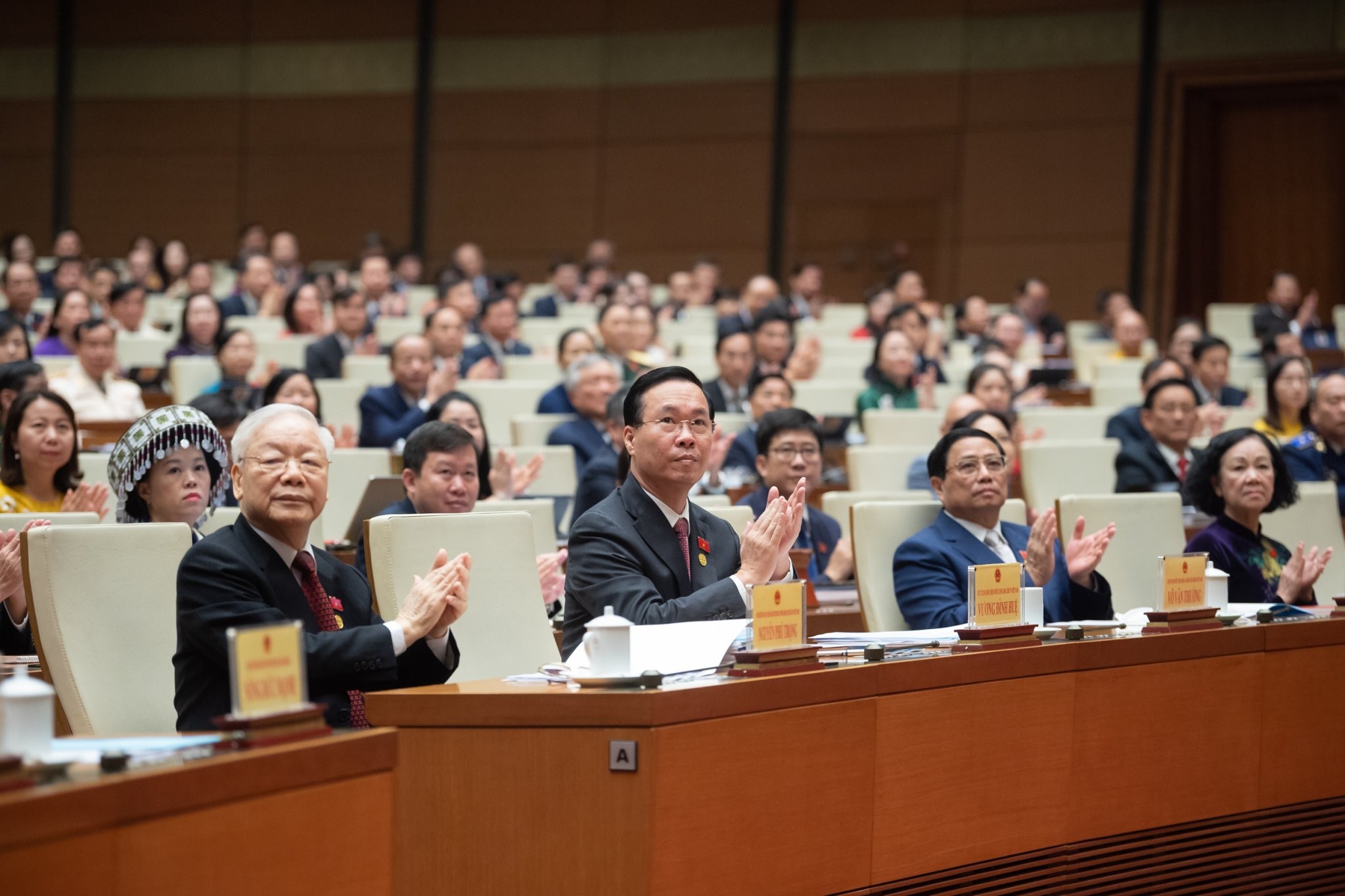 Lãnh đạo Đảng và Nhà nước tham dự phiên họp. Ảnh: Quochoi.vn