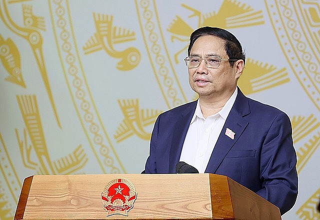 Thủ tướng Chính phủ Phạm Minh Chính phát biểu tại phiên họp Ban Chỉ đạo Cải cách hành chính của Chính phủ. Ảnh: VGP