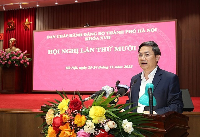 Phó Chủ tịch UBND TP. Hà Nội Hà Minh Hải cho biết, vốn FDI năm 2023 gần 2,9 tỷ USD, tăng 62,0% - Ảnh: VGP/GH
