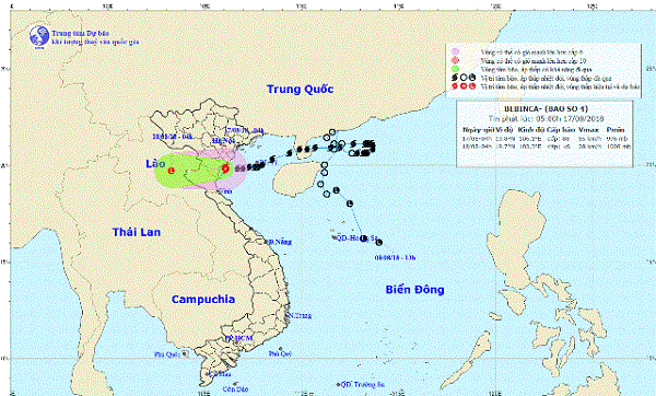 Bão số 4 suy yếu khi đi vào vùng biển Thái Bình – Nghệ An