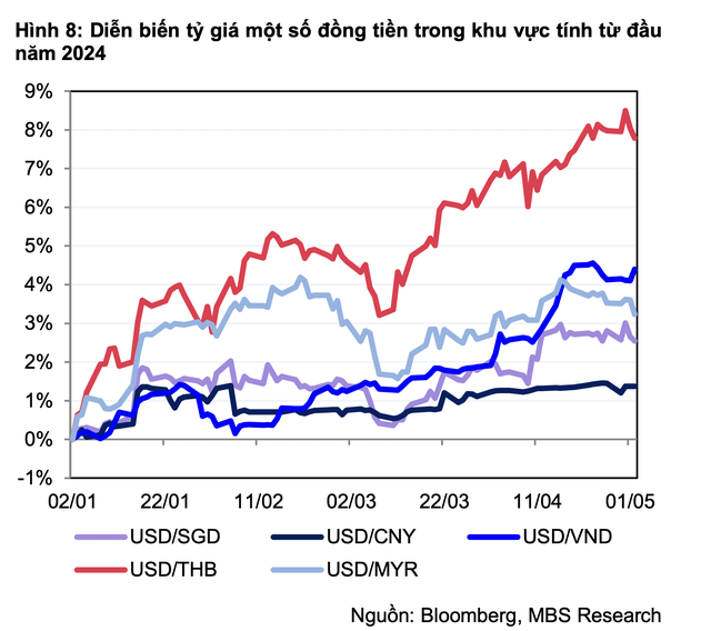 Diễn biến tỷ giá một số đồng tiền trong khu vực tính từ đầu năm 2024. (Nguồn ảnh: Tài chính chứng khoán)