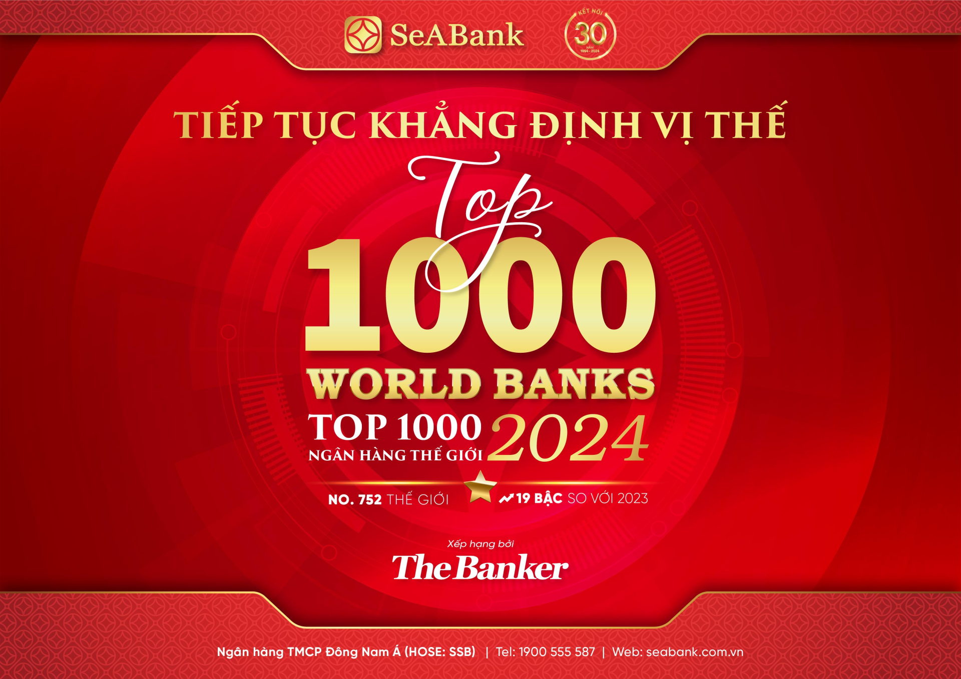 SeABank liên tục tăng hạng trong bảng xếp hạng  “Top 1000 Ngân hàng thế giới” - ảnh 1