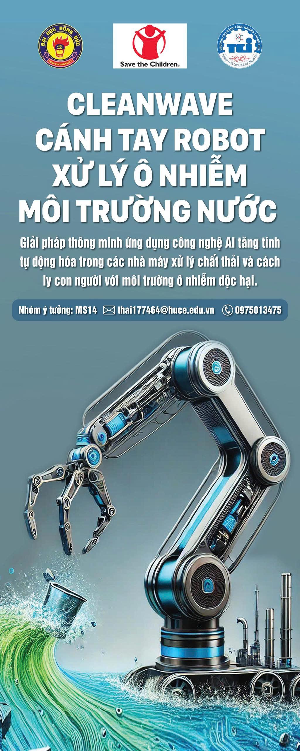 Dự án “Ứng dụng trí tuệ nhân tạo nhận diện chỉ tay điều khiển cánh tay robot phục vụ xử lý nước thải nguy hại đối với môi trường”. Dự án “Ứng dụng trí tuệ nhân tạo nhận diện chỉ tay điều khiển cánh tay robot phục vụ xử lý nước thải nguy hại đối với môi trường”.