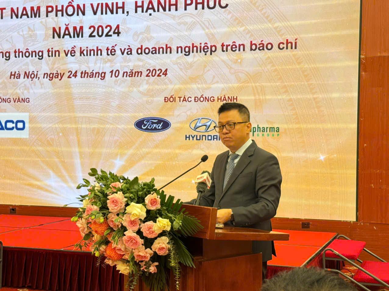 Ông Lê Quốc Minh - Tổng Biên tập Báo Nhân Dân, Chủ tịch Hội Nhà báo Việt Nam phát biểu tại Diễn đàn.