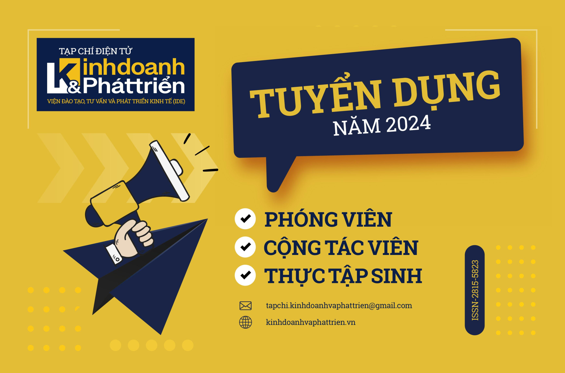 Tạp chí điện tử Kinh doanh & Phát triển tuyển dụng Phóng viên, Cộng tác viên, Thực tập sinh... năm 2024 - ảnh 1